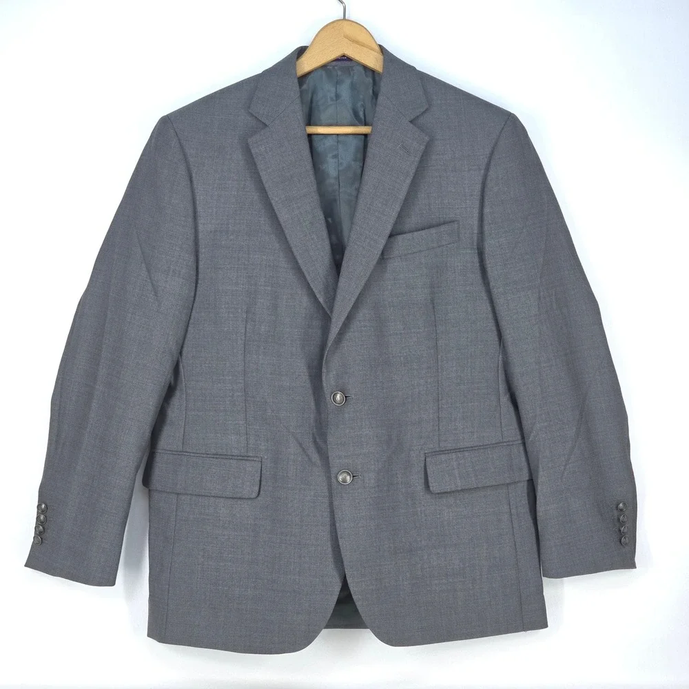 Stafford Mens 42R 100%‎ Wool Gray Crosshatch Sport Coat Blazer Jacket Corpcore